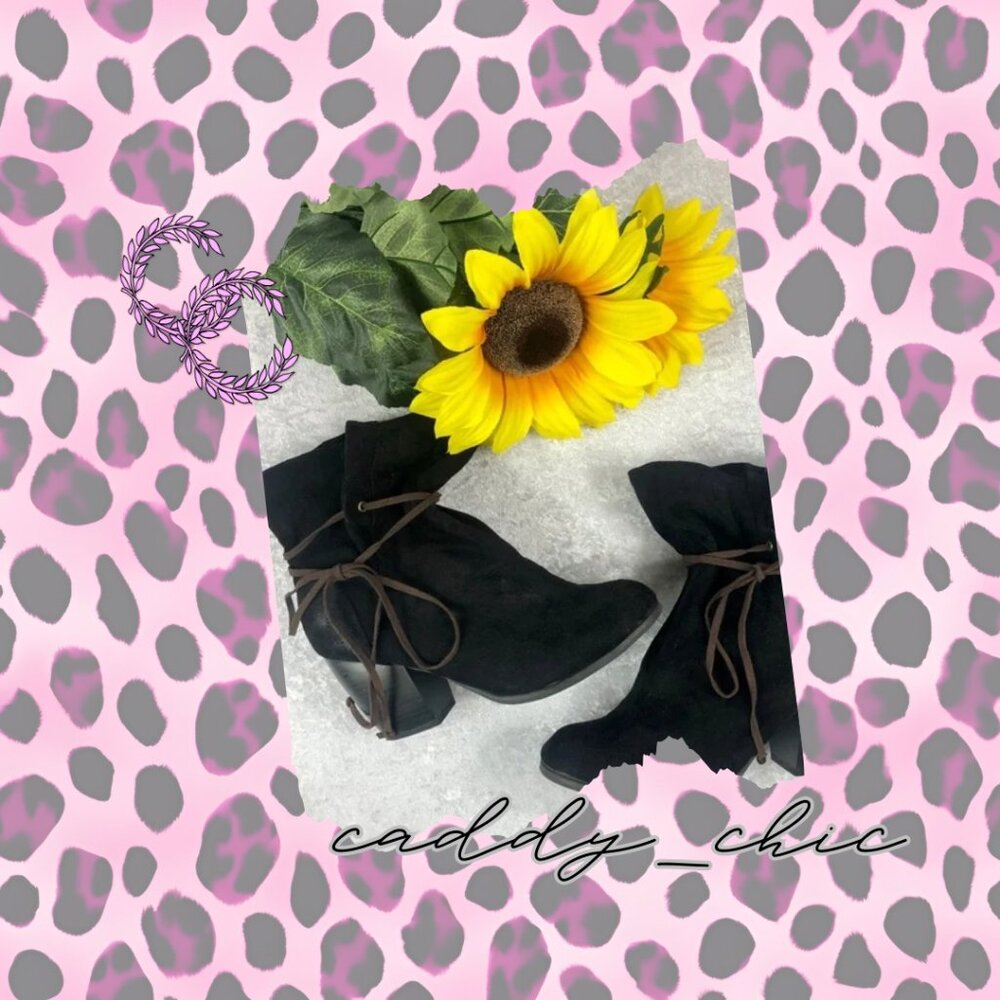 EUC Qupid Faux Suede Booties - Black, Size 8.5